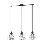 Eglo Pendelleuchte Tarbes Stahl Schwarz | IP20 - Geeignet für 3x E27 